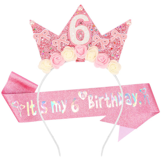 SuPoo front view of crown sash and headband showing coordinated set and gift appeal