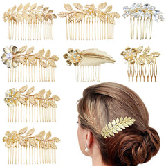 Suptizizkz front view of eight gold combs showing variety and value