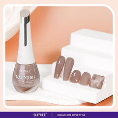 SUPWEE brown polish used as base for nail art showing versatility benefit