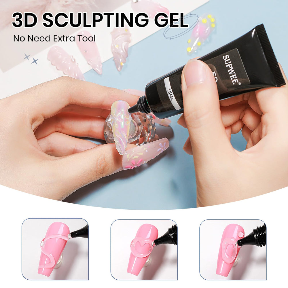 SUPWEE clear molding gel with chrome powder demonstrating shiny effect