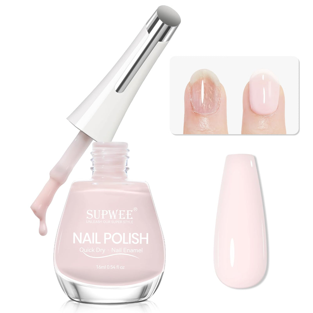 SUPWEE bottle front label showing milky pink lacquer and benefits