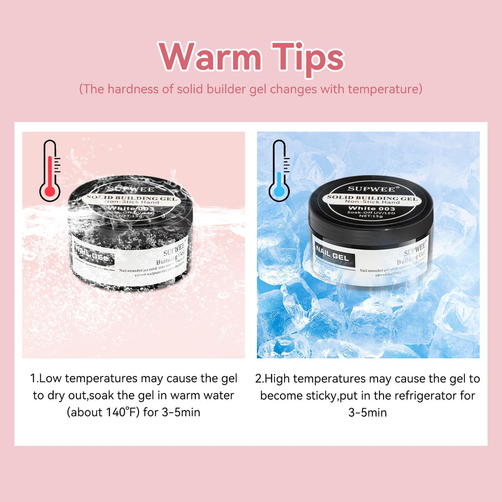 SUPWEE gel pressed into dual form demonstrating quick extension forming benefit