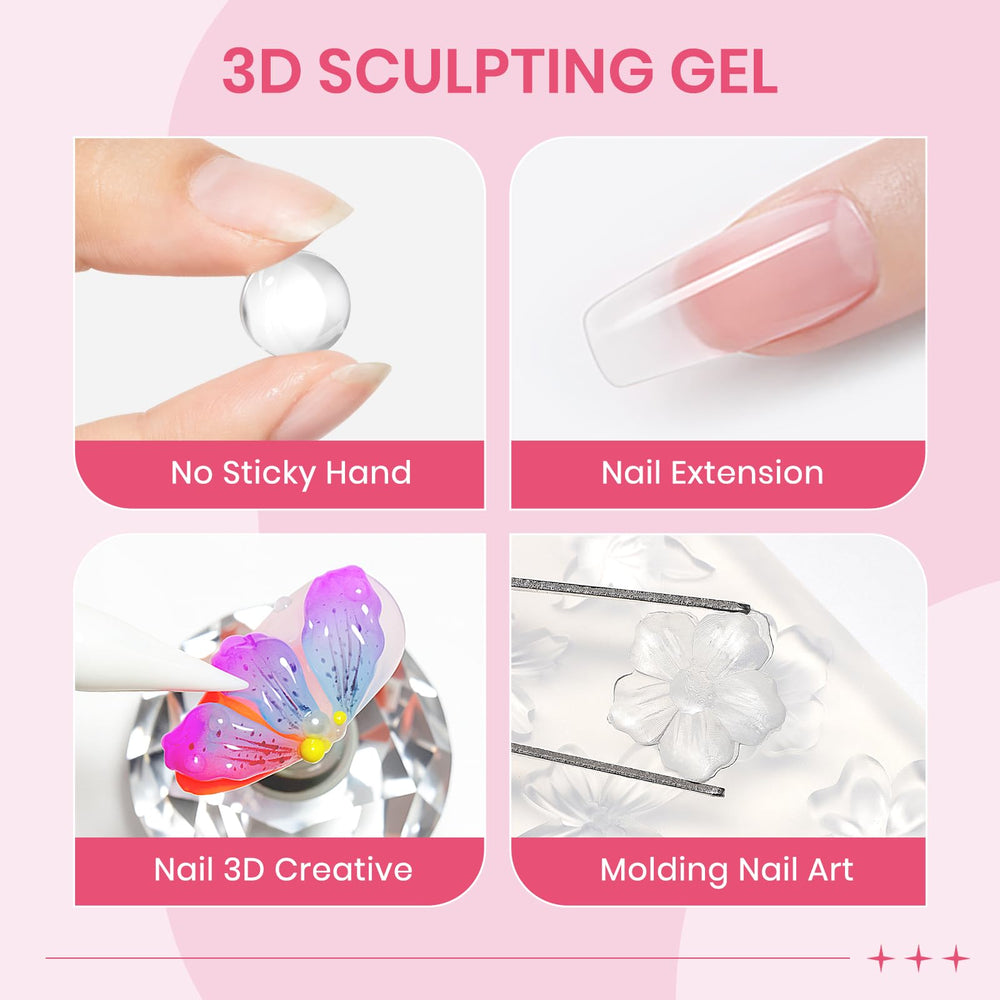 SUPWEE gel swatches close-up showing clear white pearl white and pink for accurate color choice