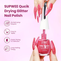 SUPWEE brush and polish stroke on paper demonstrating smooth application and quick-dry benefit