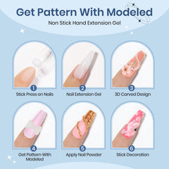 SUPWEE kit tools layout with pen, file, and molds for ready-to-use sculpting and extensions