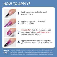 SUPWEE magnet held near wet polish creating vivid cat eye stripe for a salon-style finish