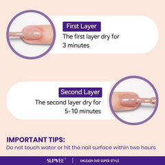 SUPWEE nude polish on fingertips demonstrating salon-like glossy benefit