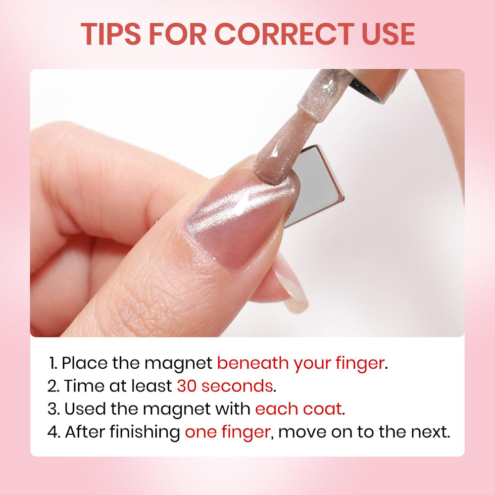 SUPWEE manicure scene with applied cat-eye polish showcasing salon-style finished nails