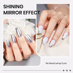 SUPWEE close-up of fingernail finished in chrome silver highlighting mirror reflection