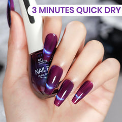 SUPWEE purple swatches on nail tips showing one-coat opacity and shimmer