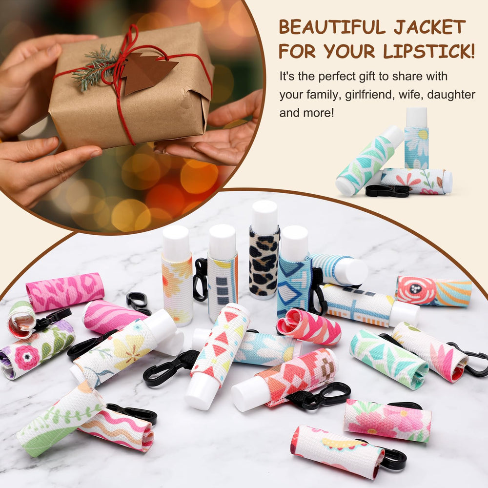 Sureio lip balm holder attached to a handbag demonstrating hands-free convenience