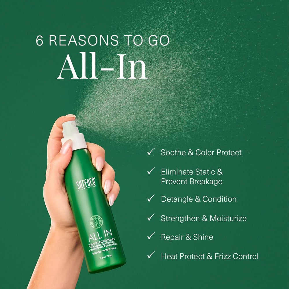 SURFACE ingredients label with botanicals list showing antioxidant and strengthening benefits