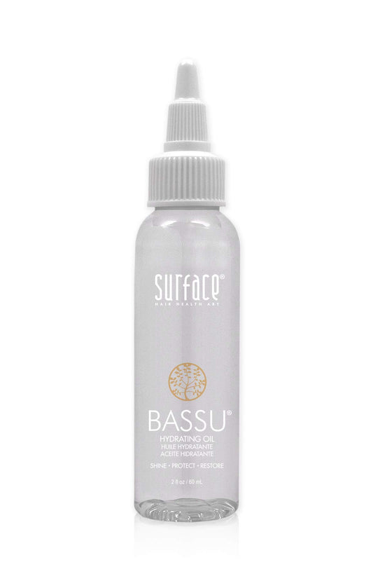 SURFACE Bassu Hydrating Oil front bottle showing label and size, highlights lightweight benefit