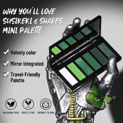 SUSIKEKI close-up of six shade pans showing color variety