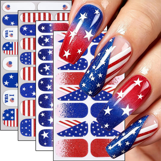Sutaozhi front packaging showing four patriotic nail sticker sheets for fast styling