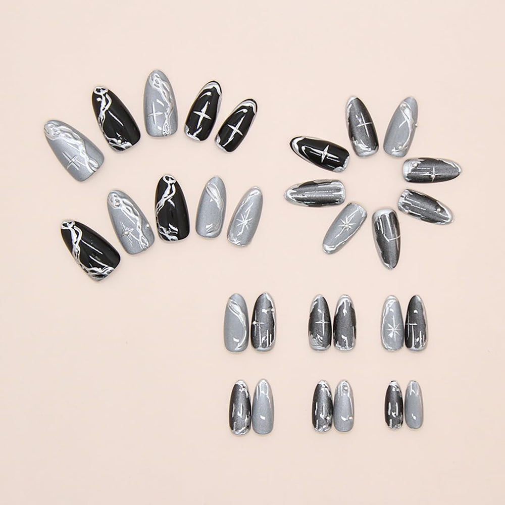 Sutaozhi lifestyle shot with black outfit demonstrating bold gothic manicure impact