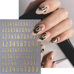 Sutaozhi silver numbers applied on nail for an easy statement manicure benefit