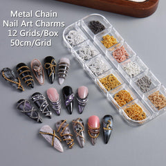 SUTOKAKA gold chain on nail showcasing glam accent and reflective shine