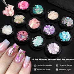 SUTOZMIWE open jars array with varied iridescent flakes, helping choose shades quickly