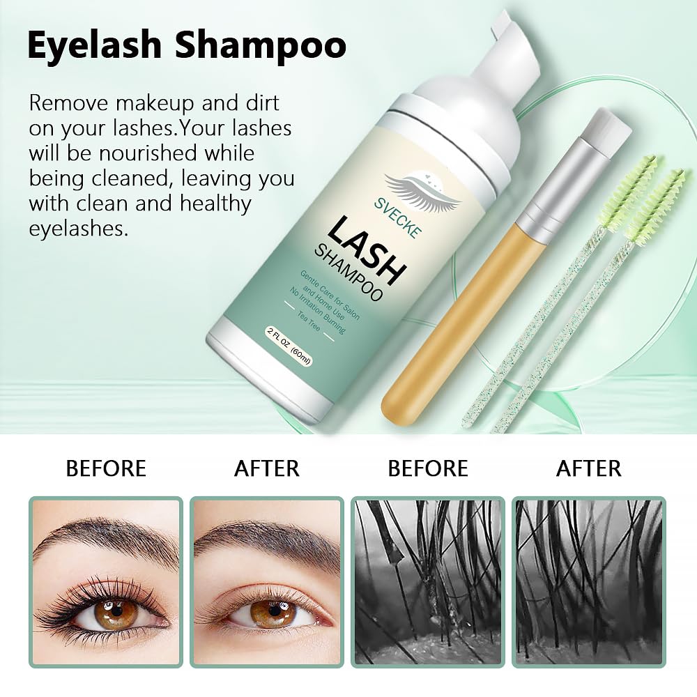 SVECKE brush applying foam to lashes showing safe, gentle application
