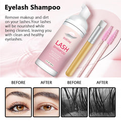 SVECKE cleansing in use on eyelash extensions demonstrating gentle cleaning benefit