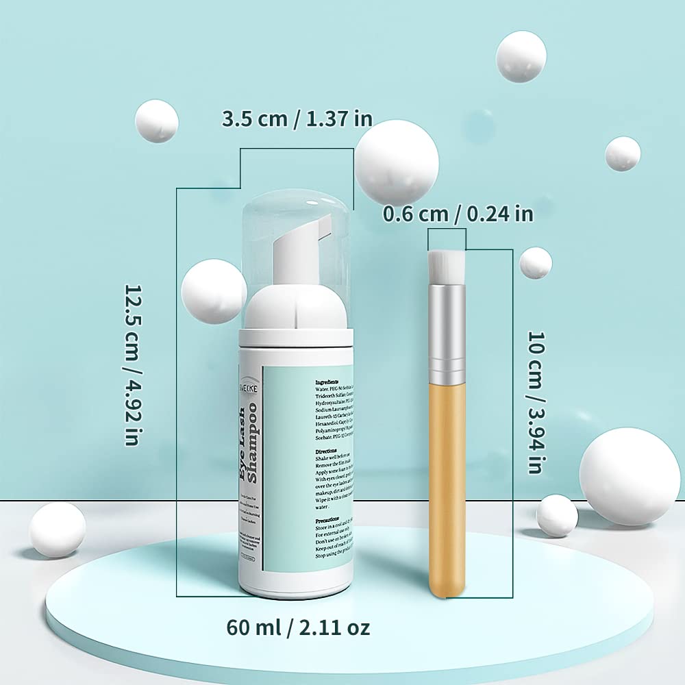 SVECKE bottle next to ruler showing 2 fl.oz scale and travel size benefit