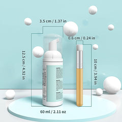 SVECKE bottle next to ruler showing 2 fl.oz scale and travel size benefit
