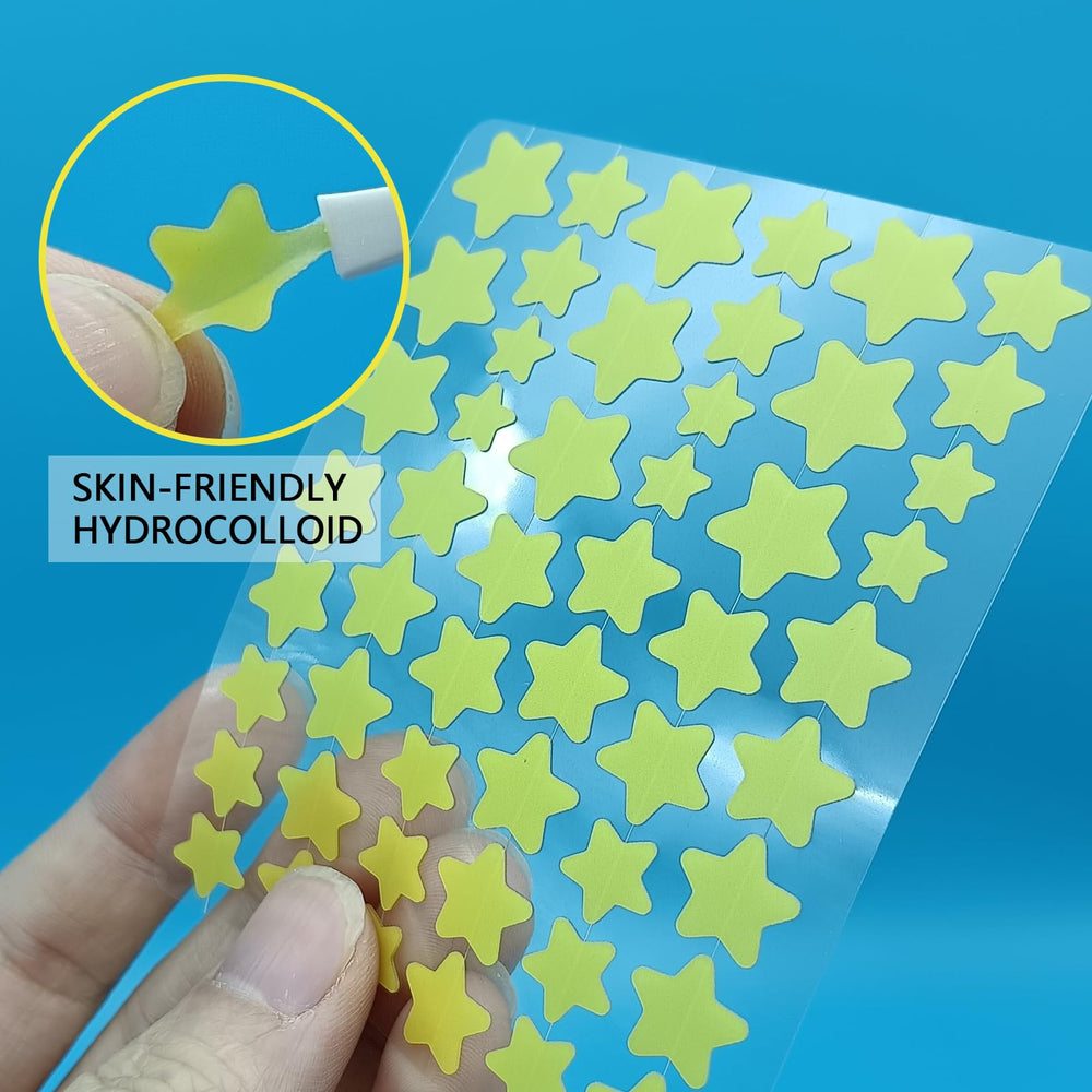 SVIPTP close-up of star patches on backing sheet showing easy peel benefit