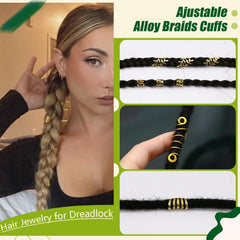 SVNMU hair jewelry in use on box braids, adds polished metallic accents