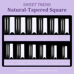 Sweet Trend tips on a fingertip for scale showing extra-long visual impact