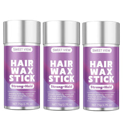 SWEET VIEW front packaging showing three compact wax sticks for neat styling