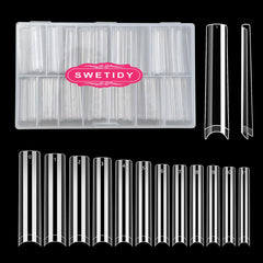 SWETIDY clear box of 504 tips showing organized sizes for fast selection