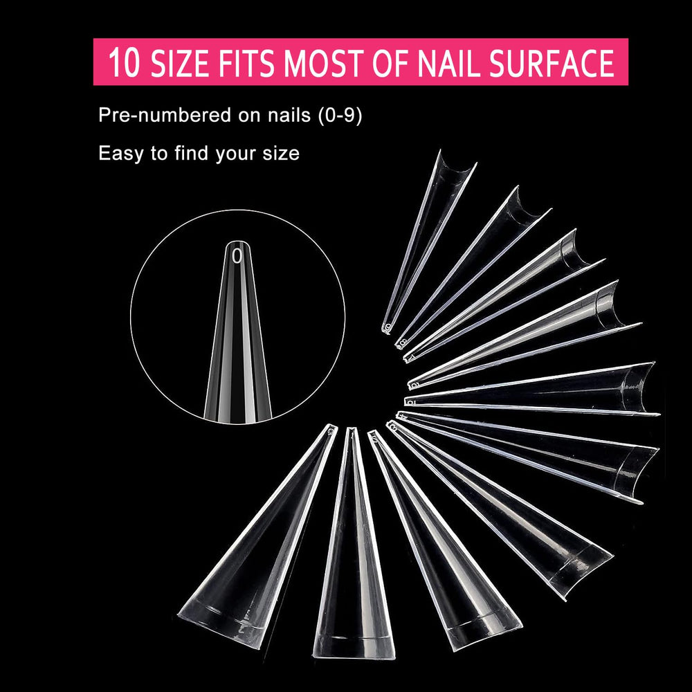 SWETIDY long stiletto nails worn on hand demonstrating dramatic aesthetic benefit