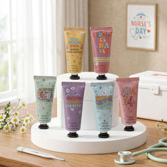 Swiffen tube label with retro nurse illustration and clear scent identification benefit