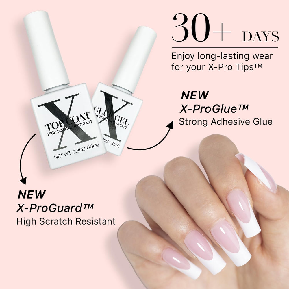 SXC top coat brush stroke showing glossy finish that enhances and protects French tips