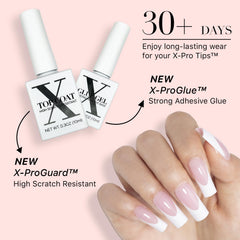 SXC top coat brush stroke showing glossy finish that enhances and protects French tips