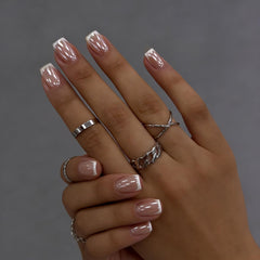 SXVME close-up of chrome white tip highlighting mirror sparkle and polish