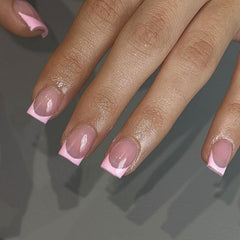 SXVME front packaging showing pink French press-on nails and kit for quick manicures