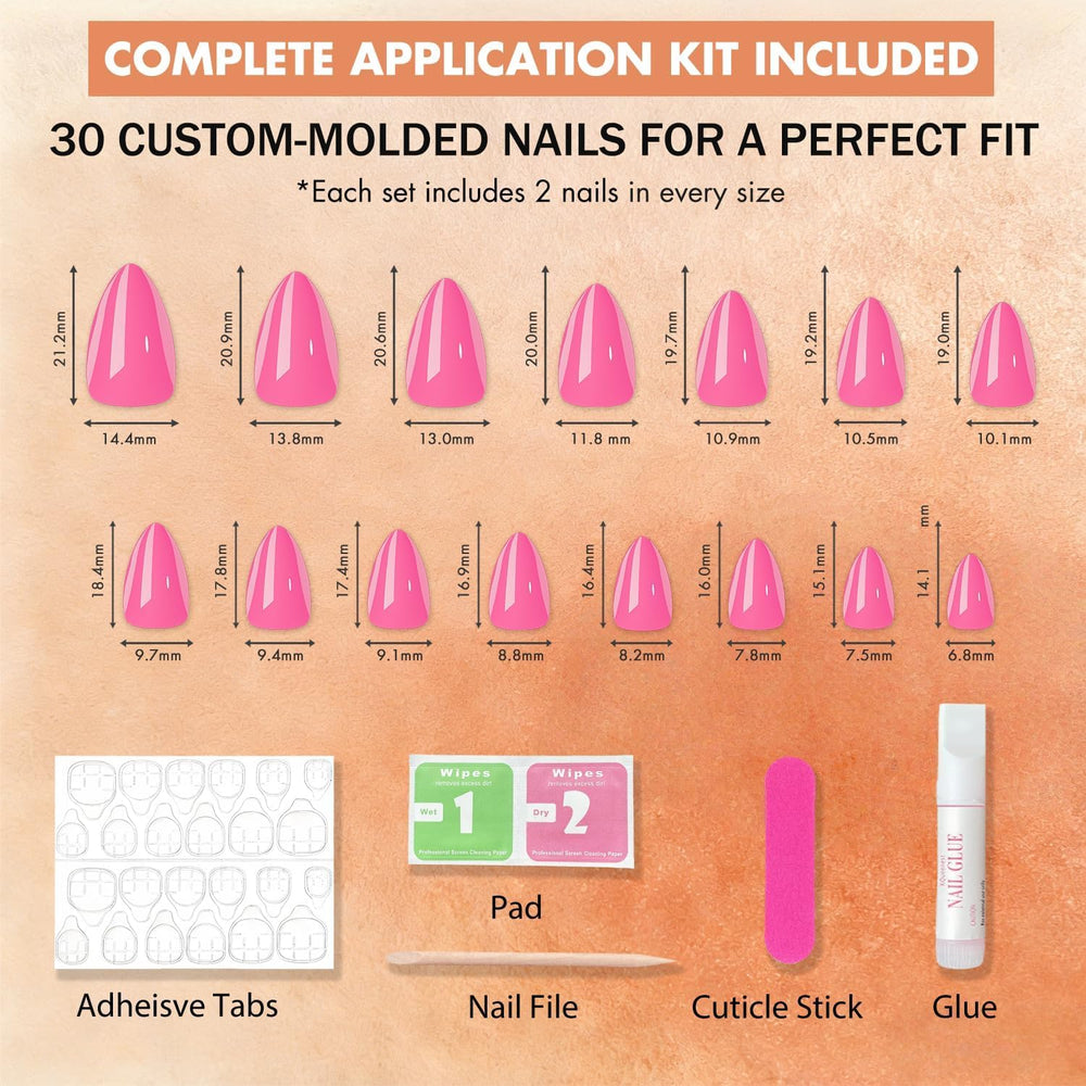 SXVME laid-out kit contents showing glue, tabs, file for easy at-home application benefit