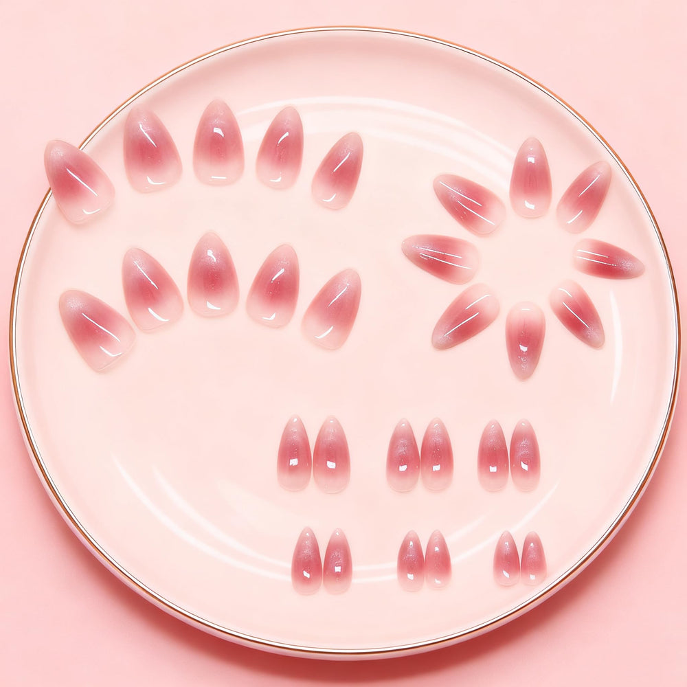 SXVME nails on hand front view demonstrating natural blush finish and wearable elegance