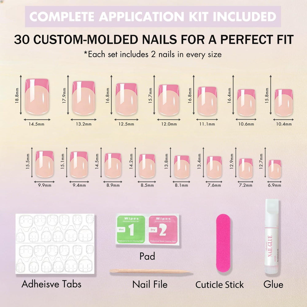 SXVME nails applied on hand short square showing natural look and comfort