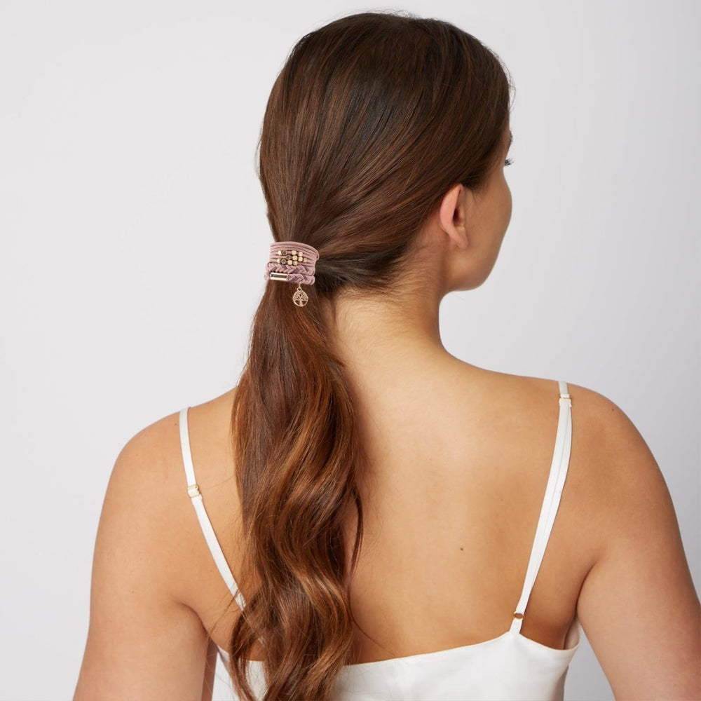 SYGY hair tie holding a thick ponytail, secure no-damage hold