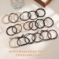 SYGY pile of twenty hair ties arranged to show quantity and variety