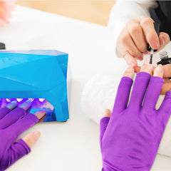 Syhood fingerless detail and stitching for precise nail access benefit