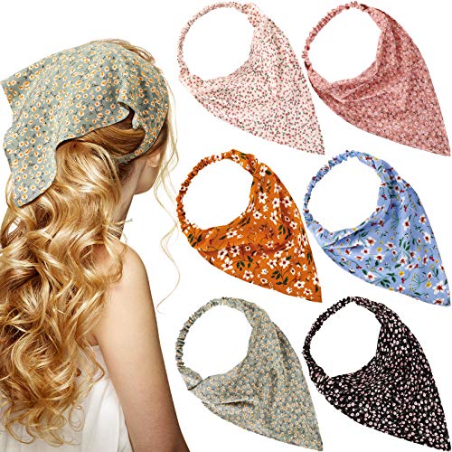 Syhood front view of six floral bandanas, stylish variety and easy styling