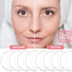 Syhood pad worn under eye demonstrating steady adhesion and reduced friction