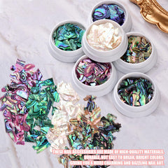 Symphonyw abalone on nails in use demonstrating 3D pearlescent manicure effect