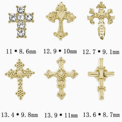 Close-up of Symphonyw cross charm texture highlighting metallic finish and sparkle