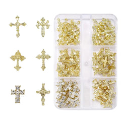 Symphonyw pack of gold cross nail charms showing quantity and neat packaging benefit