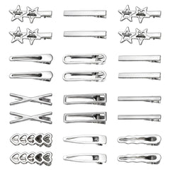 SynHHergyx front view of 24 silver clips showing variety and convenience